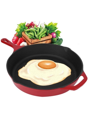 Padella in Ghisa Smaltata, Padella Padella in Ghisa per Friggere, Cuocere al Forno, Grigliare, Arrostire