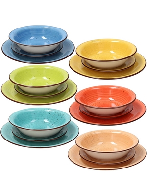 Tognana Servizio tavola 18 Pezzi Art & Pepper, Stoneware, Multicolore