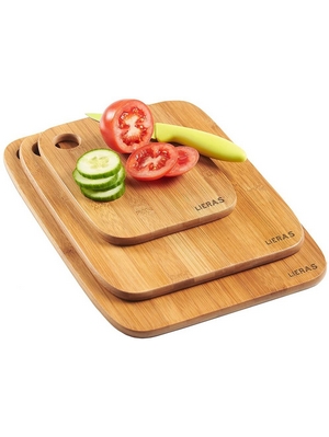 IERAS-3 Pezzi 100% Bambù Set Tagliere da Cucina Set da Taglio in Bambù