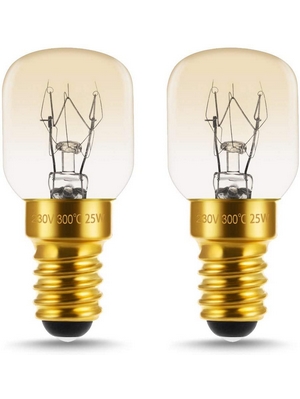 E14 Incandescenza 25W, Lampadine Pygmy, 300 gradi, per luce notturna o per forno/forno a microonde, 2 pezzi