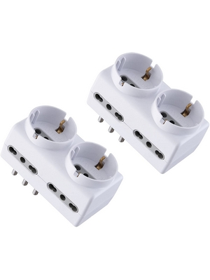 Electraline 92299 Set 2 Adattatori Multipresa 6 Posti 2 Schuko + 4 Bivalenti, Bianco
