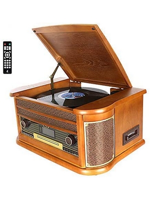 Giradischi DLITIME con Radio DAB e FM/USB/RCA/AUX/Telecomando/Lettore CD/Giradischi in Vinile