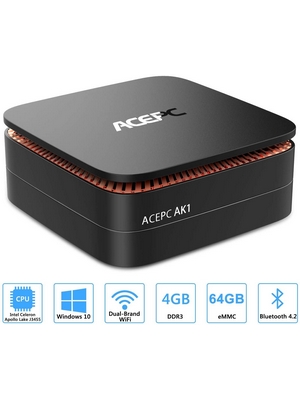 ACEPC AK1 Mini PC,Windows 10(64 bit) Computer desktop Intel Celeron Apollo Lake J3455 (fino a 2,3GHz) Computer desktop[4GB/64GB/Supporto SSD da 2,5"/ SSD mSATA/Doppio WiFi/Gigabit Ethernet/BT 4.2/4K]