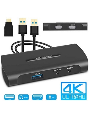 AMAZON Informatica 5 Scheda di Acquisizione Video HDMI, Game Capture Card con microfono-in 4K 60fps Bassa Latenza Video Grabber per Registrazione Video, Ddiretta Streaming, Videoconferenza, Condivisione Dello Schermo