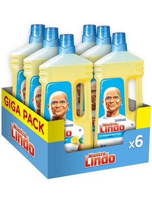 Mastro Lindo Detersivo Pavimenti Limone, Maxi Formato 6 Pezzi da 950 Ml, 5.7 L