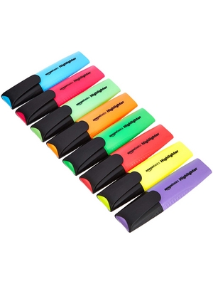 Evidenziatori a forma piatta allungata, colori assortiti, confezione da 8